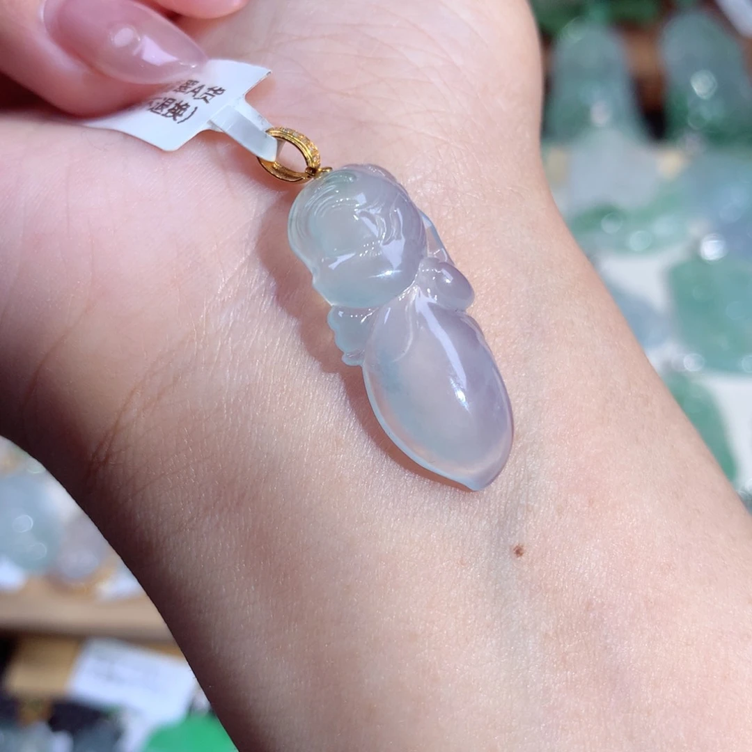 翡翠18K金镶嵌吊坠(不含链)翡翠