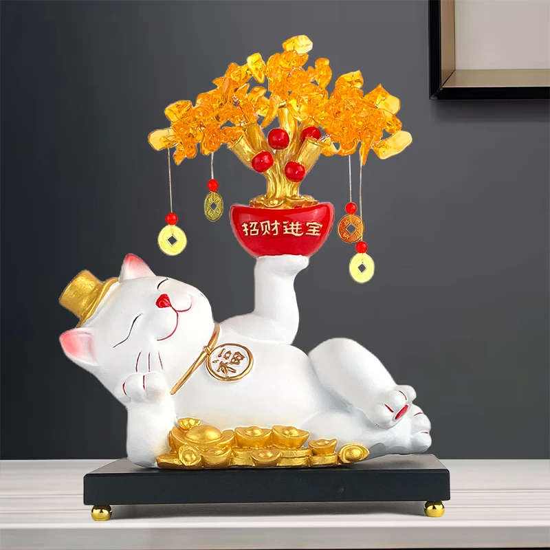 发财树招财猫开业礼物收银台客厅玄关酒柜办公室装饰乔迁家居摆件