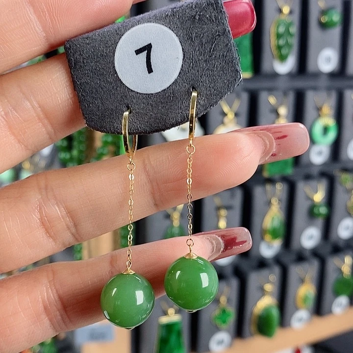 和田玉耳饰18K金镶嵌