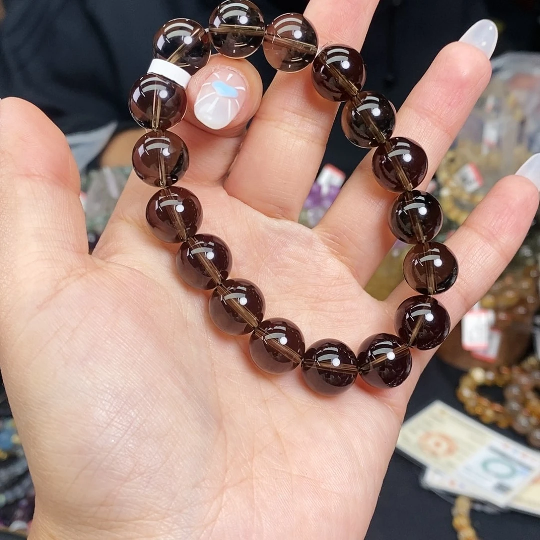 水晶手串多样性发其一AA茶晶12mm未镶嵌