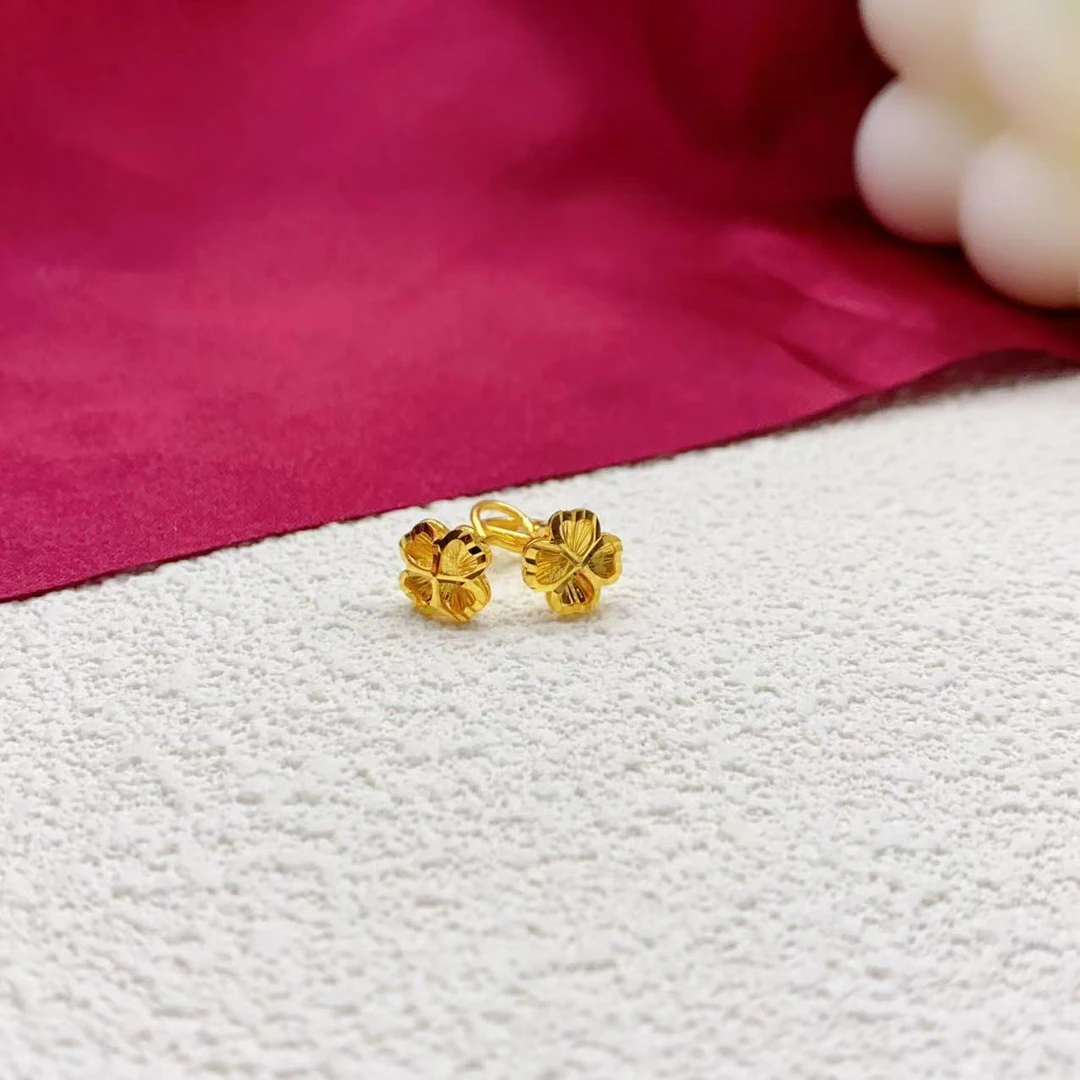 【木韵阁】足金999 黄金5G镂空花朵耳钩时尚百搭气质精致 1.89