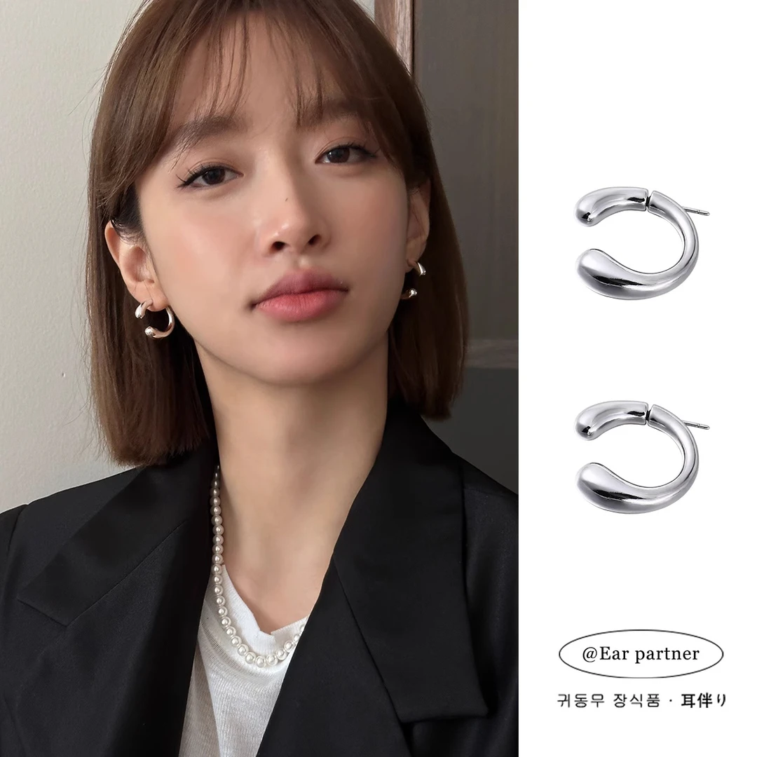 925银耳饰 C形轻奢耳环女小众设计感高级耳圈耳钉冷淡风气质耳饰