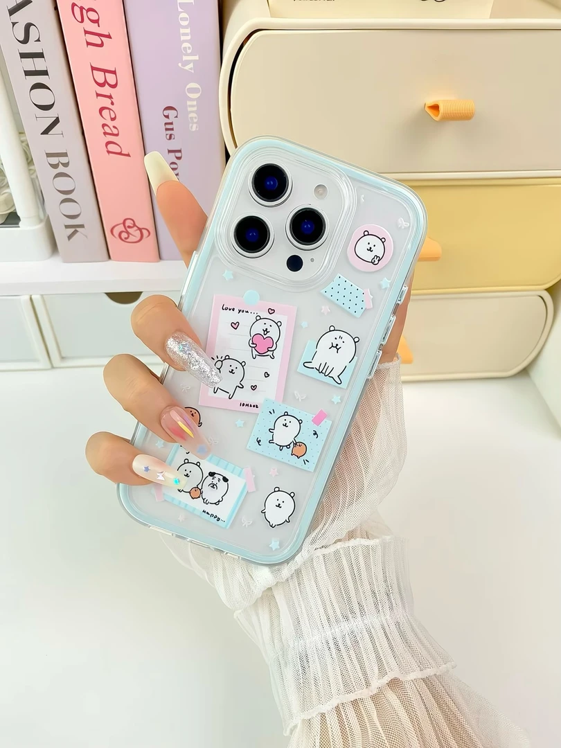 35号【爱心自嘲熊】适用苹果16promax手机壳iphone15/13/14/12/11