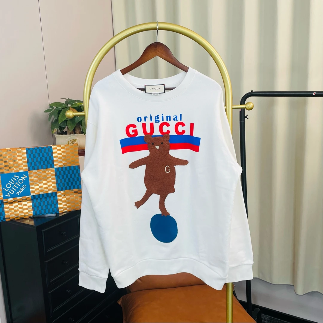 99新 GUCCI/古驰 白色小熊卫衣 L码