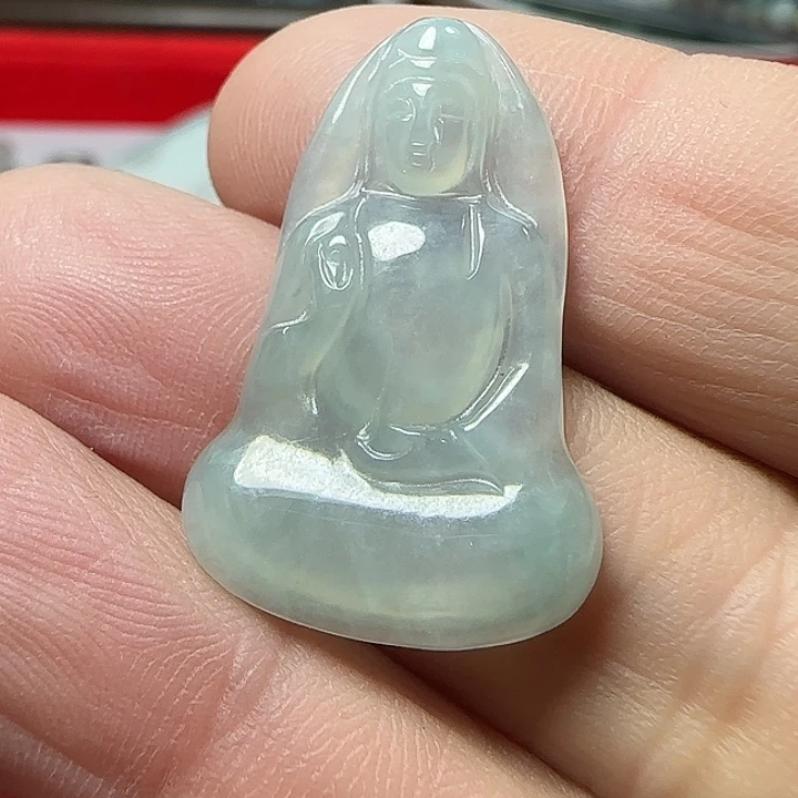 翡翠未镶嵌颈饰天然缅甸翡翠素衣观音