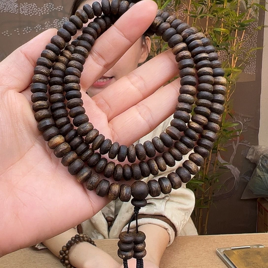 沉香手串海南虎斑紫奇算盘珠多样性发其一0.8mm