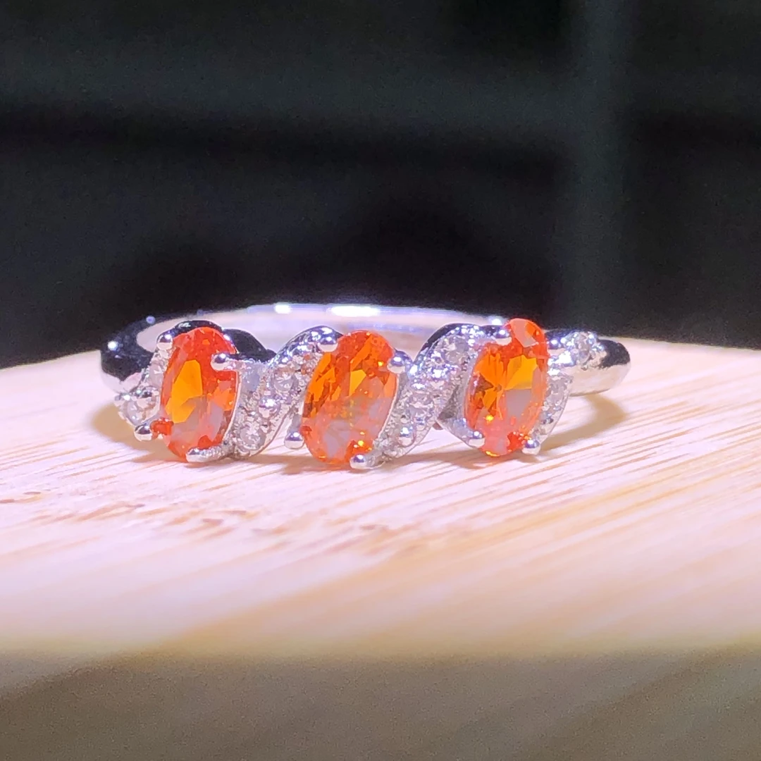 1184 芬达红戒指银色托开口可调节FD1