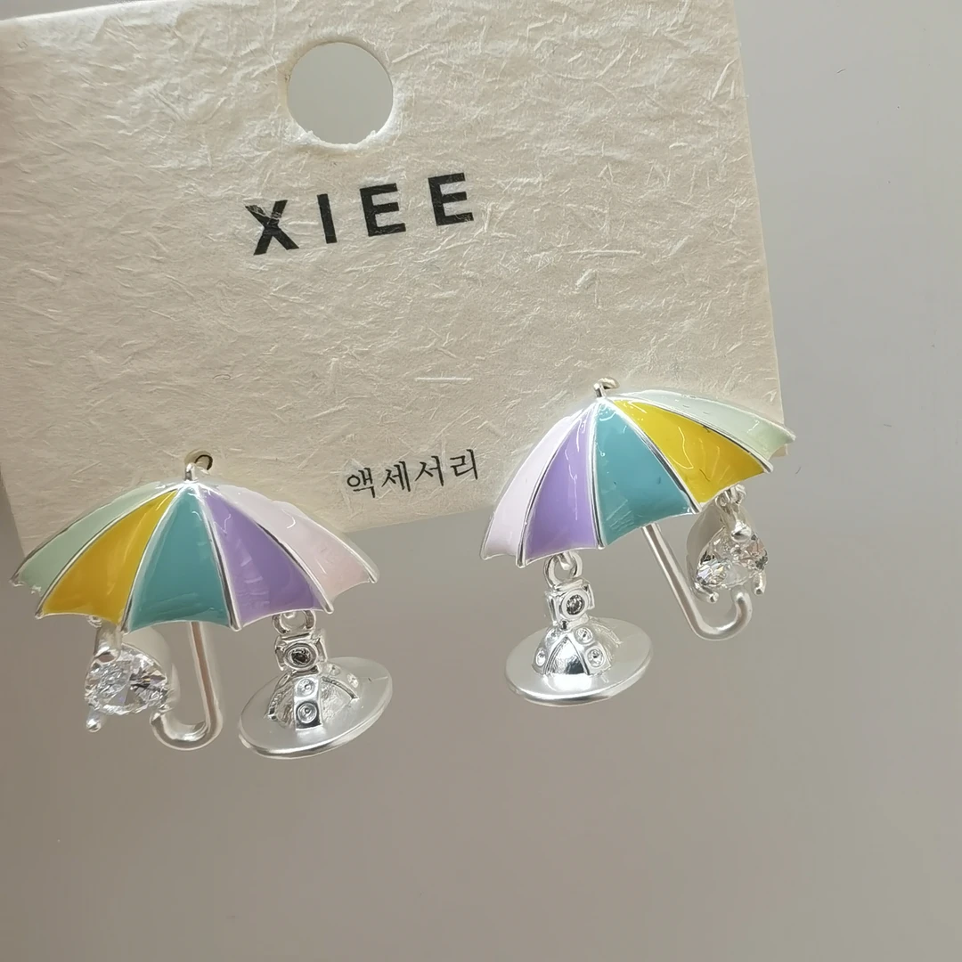 F769彩色小雨伞耳钉耳饰