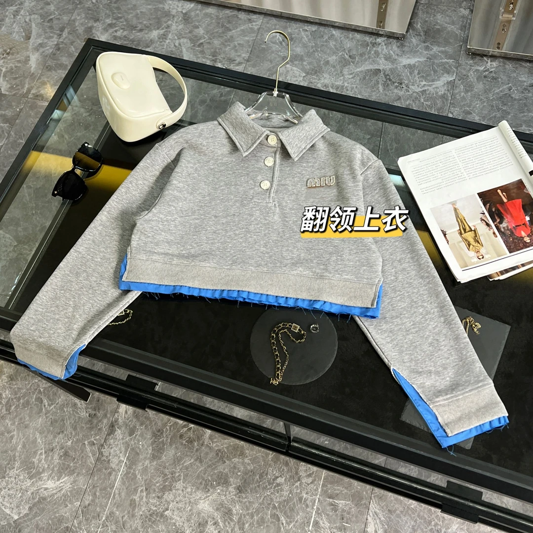 【YS10991】"休闲假日"M*IU系学院风休闲撞色拼接卫衣半裙长裤套装