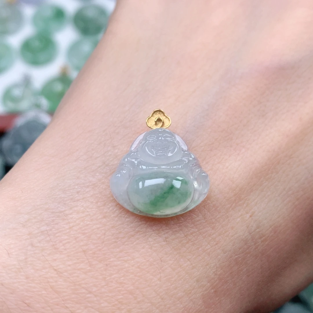 翡翠吊坠(不含链)18K金镶嵌