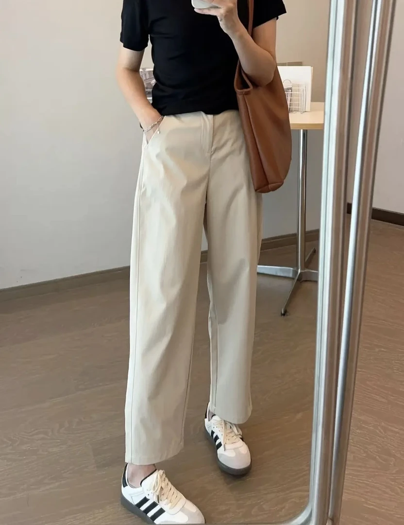 《薄款烟管九分裤》 半松紧腰 夏季小个子百搭显瘦西装哈伦裤