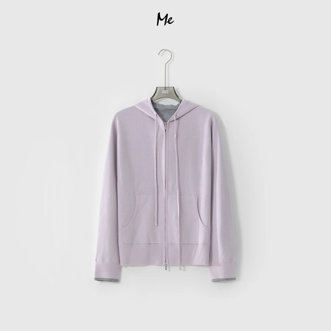 ME【奶油肤感卫衣】绵羊毛混纺云朵柔感百搭连帽针织外套MESS0304