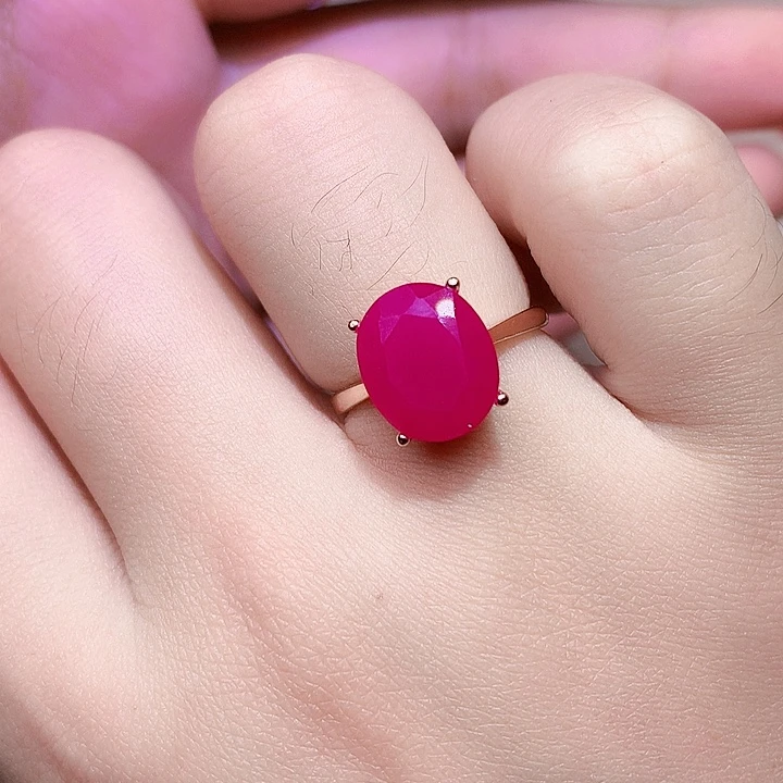 红宝石戒指银S925镶嵌