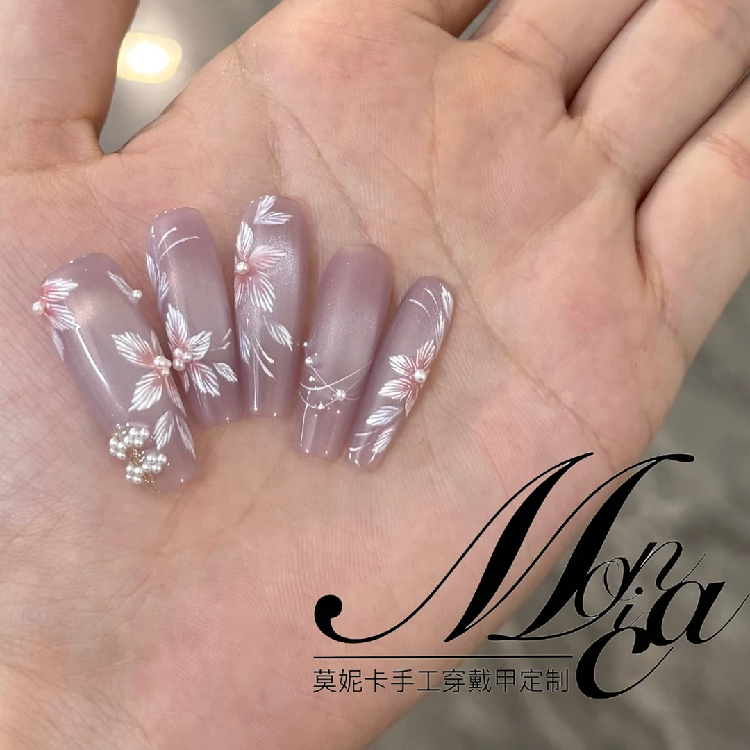 【刺绣】莫妮卡穿戴甲|新中式手绘刺绣猫眼纯手工穿戴甲