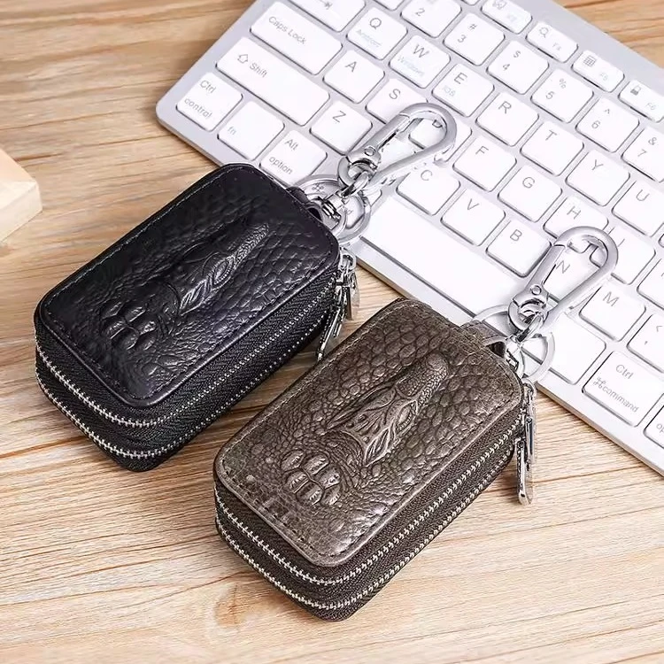 款男士男款拉链便捷纯色鳄鱼纹汽车钥匙包腰挂迷你钥匙保护套通用