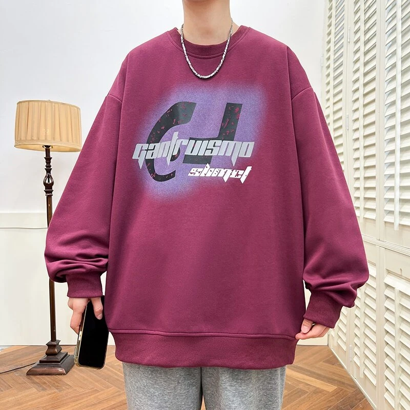 2025春季新款青少年长袖休闲百搭港风卫衣男士潮流时尚圆领打底衫