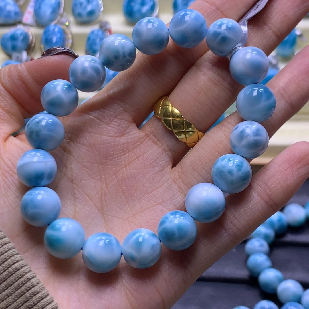 针钠钙石（海纹石）未镶嵌手链精品11m手串色差略异