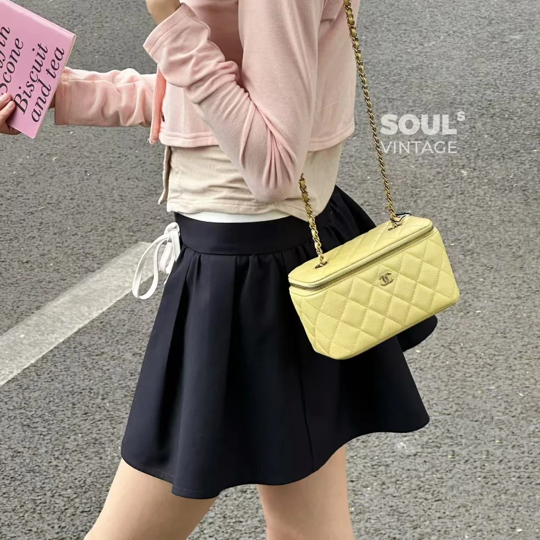 95新 Chanel/香奈儿 fl66 黄金 荔枝牛化妆盒/672628440