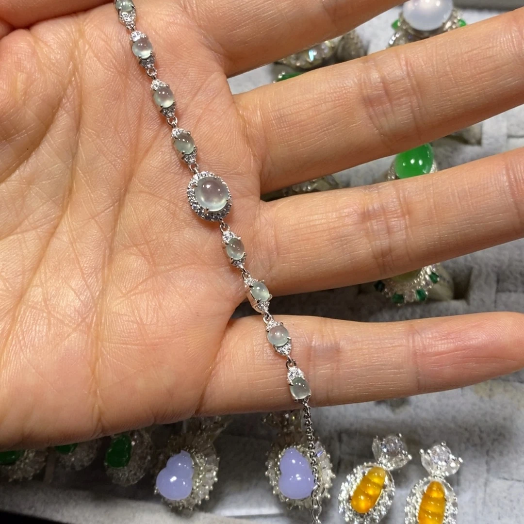 翡翠银S925镶嵌手链手链