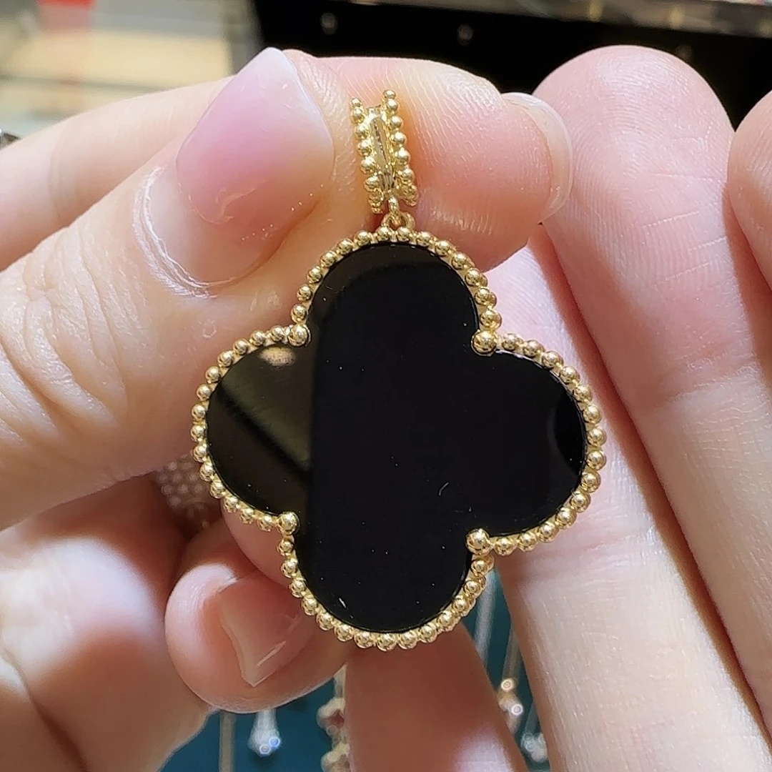 玛瑙/玉髓吊坠(不含链)18K金镶嵌项链