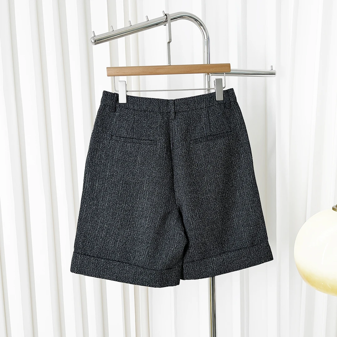 小禾秋冬羊毛混纺灰调西装短裤108
