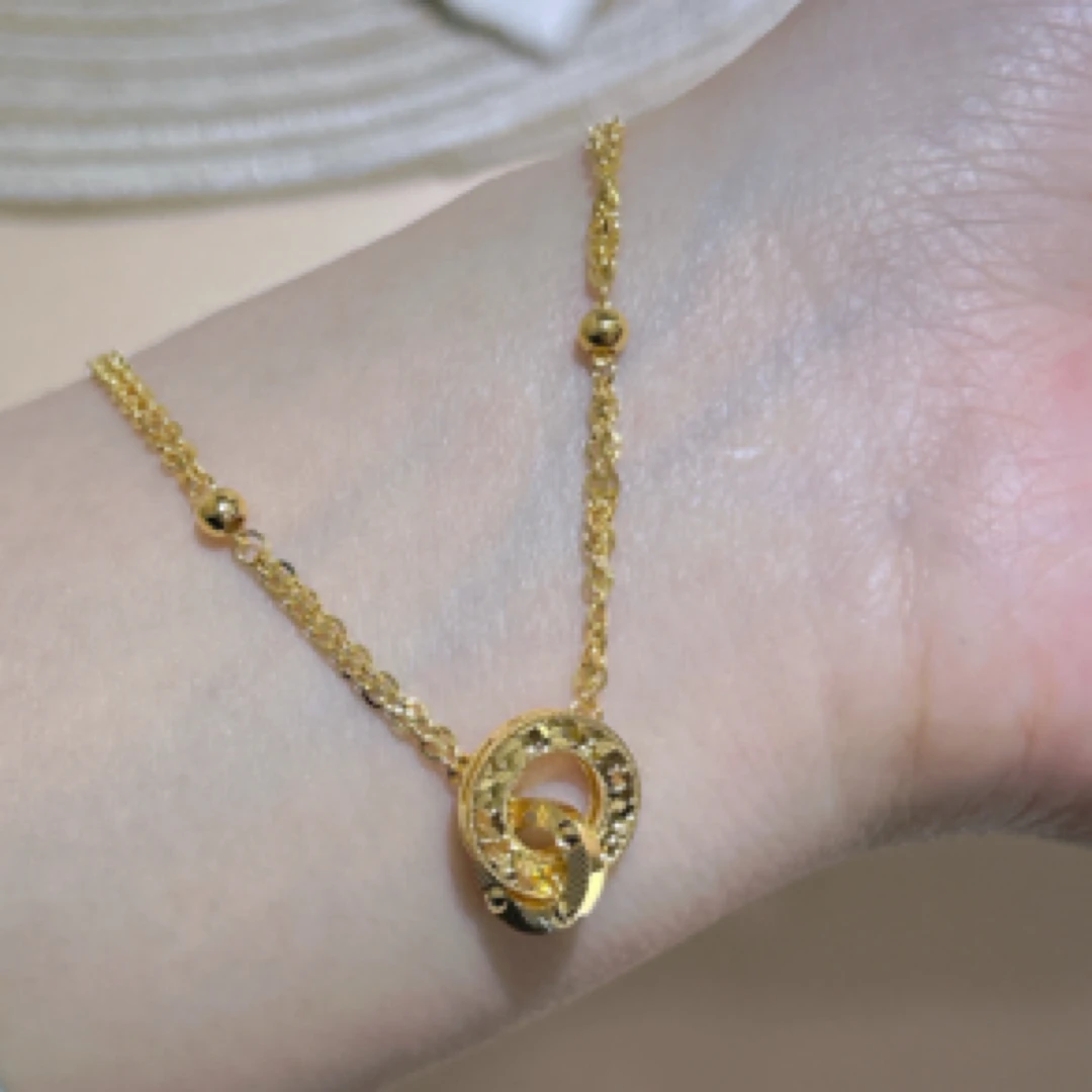 足金999环环相扣时尚简约手链