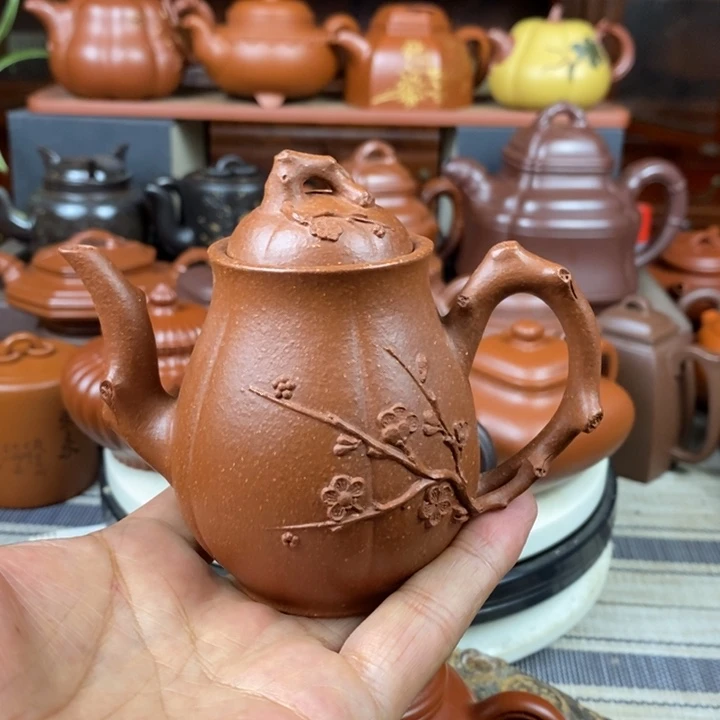 紫砂茶壶傲梅神韵180cc原矿宝山红降坡泥特价