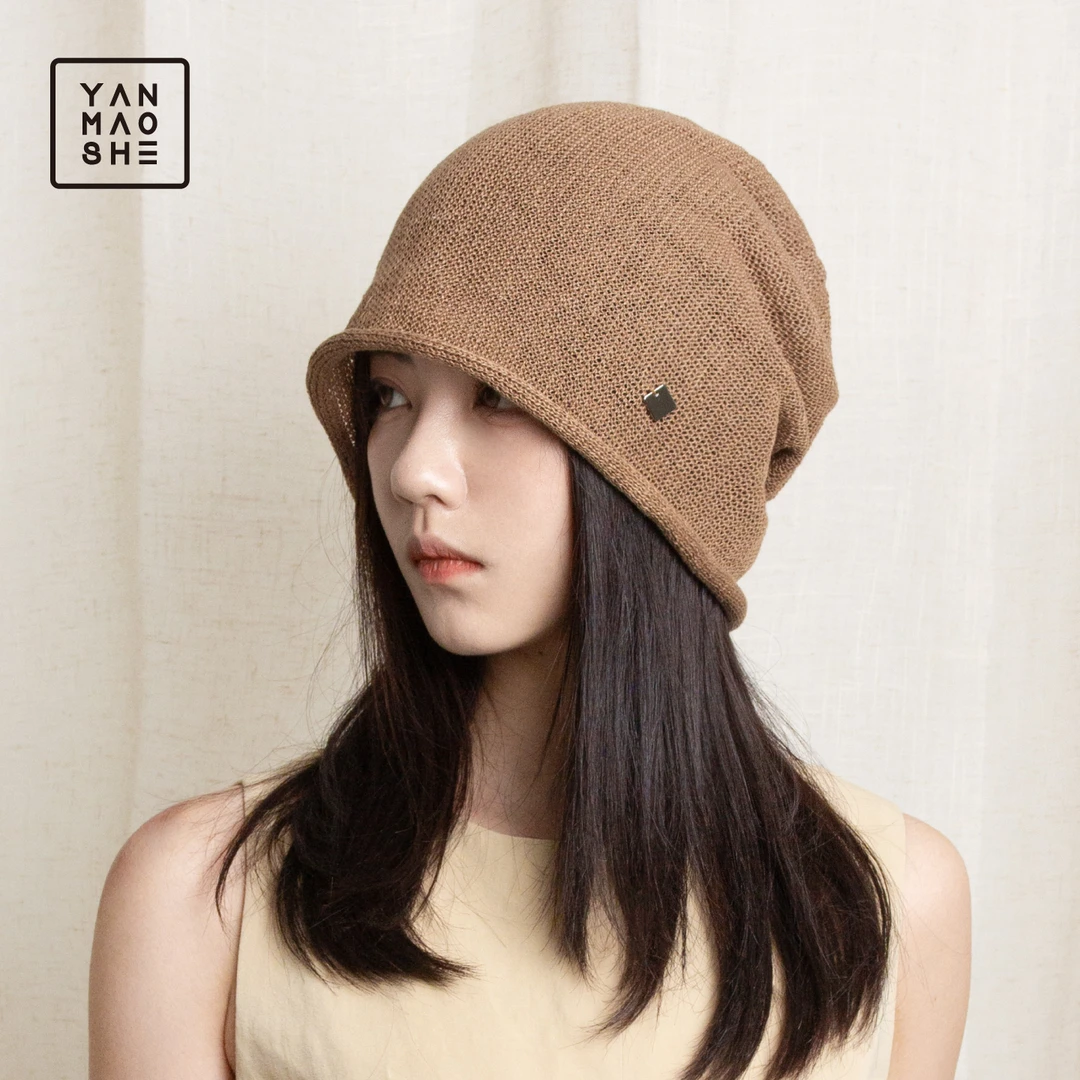研帽社方标 清风渡 2025夏季高档亚麻冷帽透气薄款堆堆帽女帽子