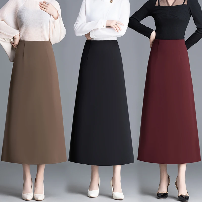 秋季新款a字半身裙女士气质长裙垂感西装裙修身显瘦裙子独特半裙