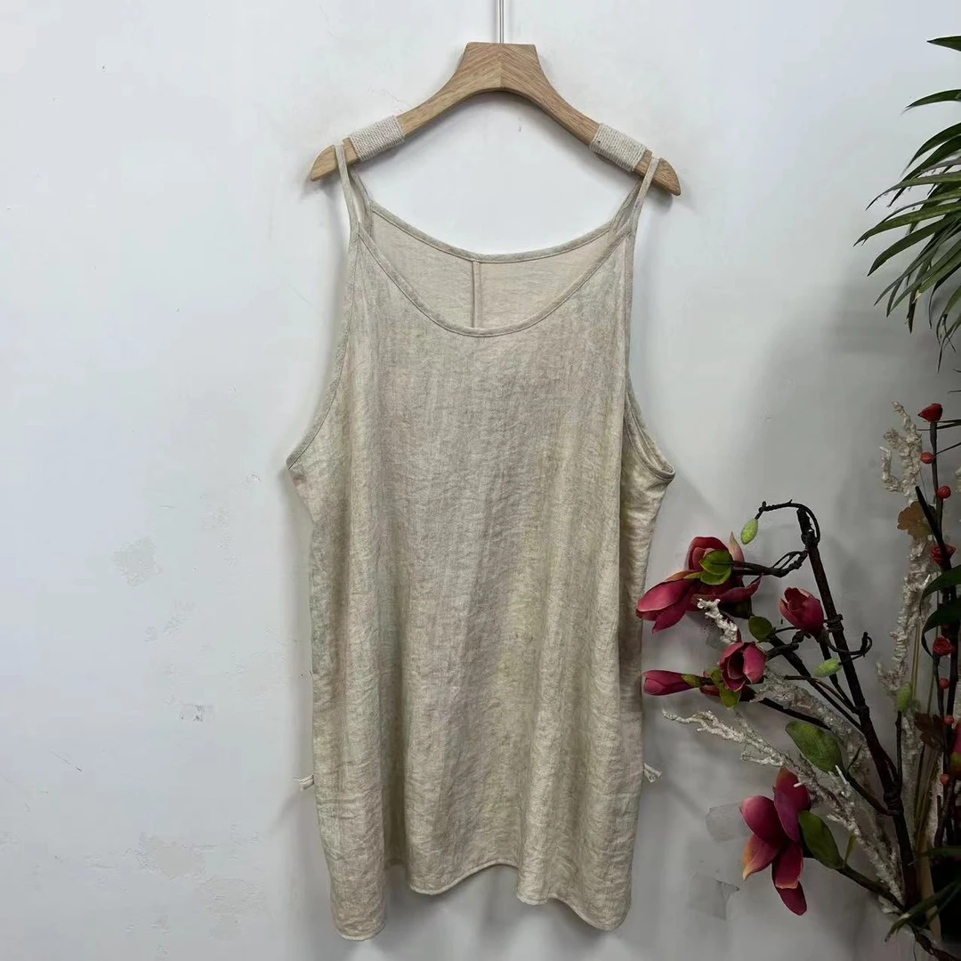 花璟原创设计圆领纯色无袖百搭吊带背心（衣长80胸围110）