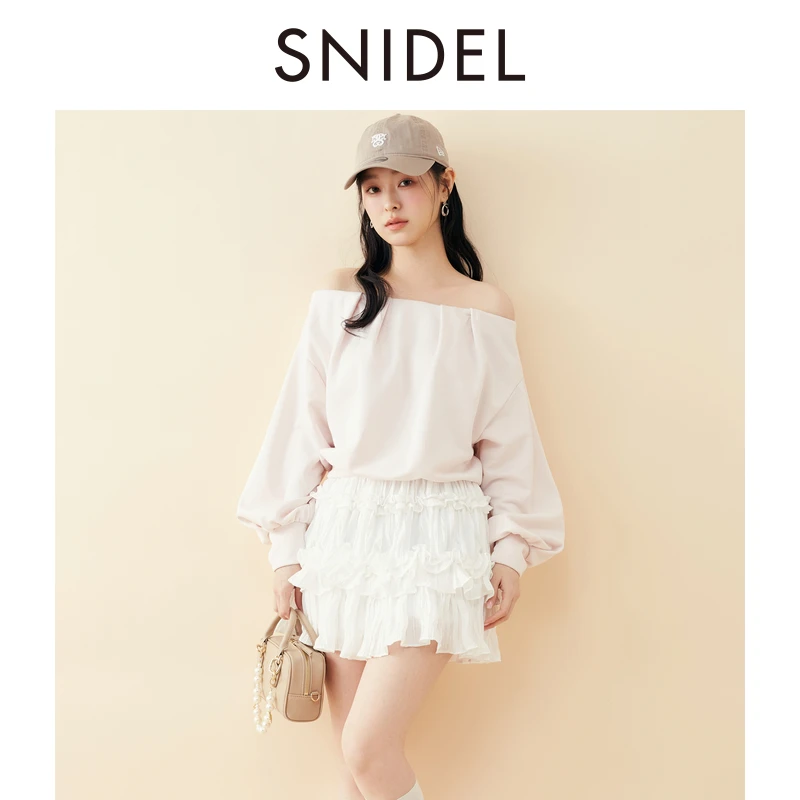 SNIDEL2025春夏新品甜美木耳边芭蕾风蛋糕半身裙短裙裤SWFP251181