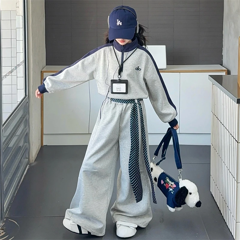 女童超好看套装秋款2025新款街舞潮酷时髦卫衣阔腿裤两件套秋装潮