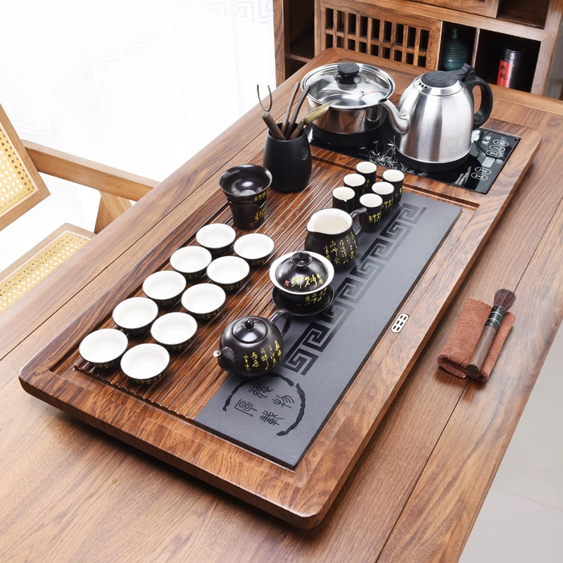 诗朋茶具套装家用全自动一体整套功夫茶具泡茶道客厅实木茶盘茶台