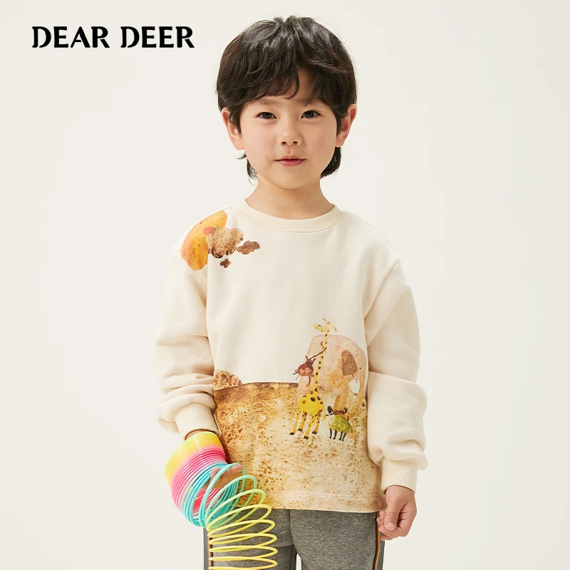 【直播清】迪迪鹿男小童春秋季米色长袖卫衣C223311603