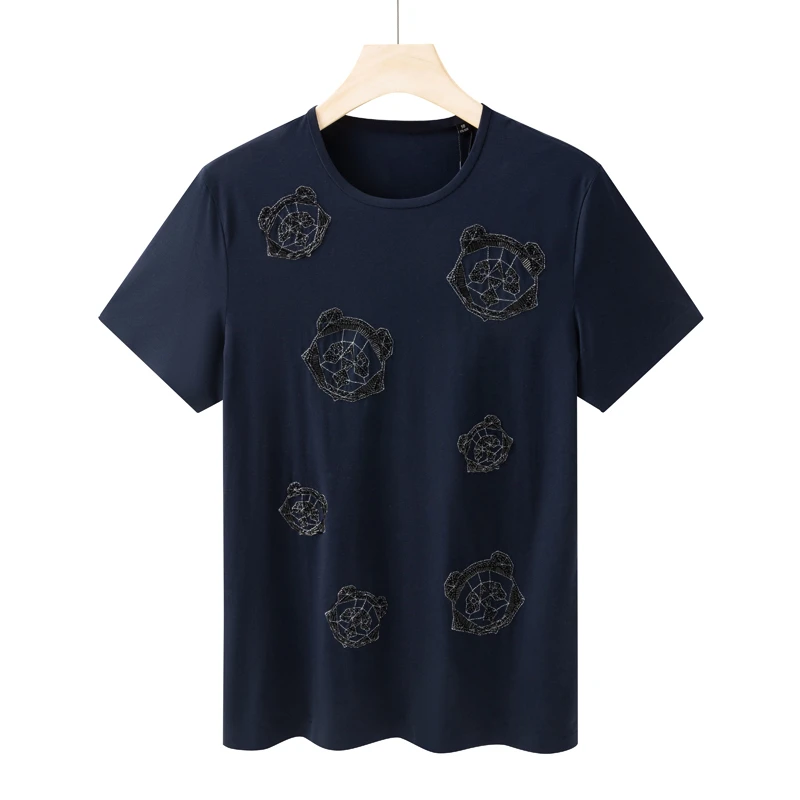 CA933 机场货 卡夏季男式短袖T恤 棉套头休闲商务上衣 深蓝色弹力