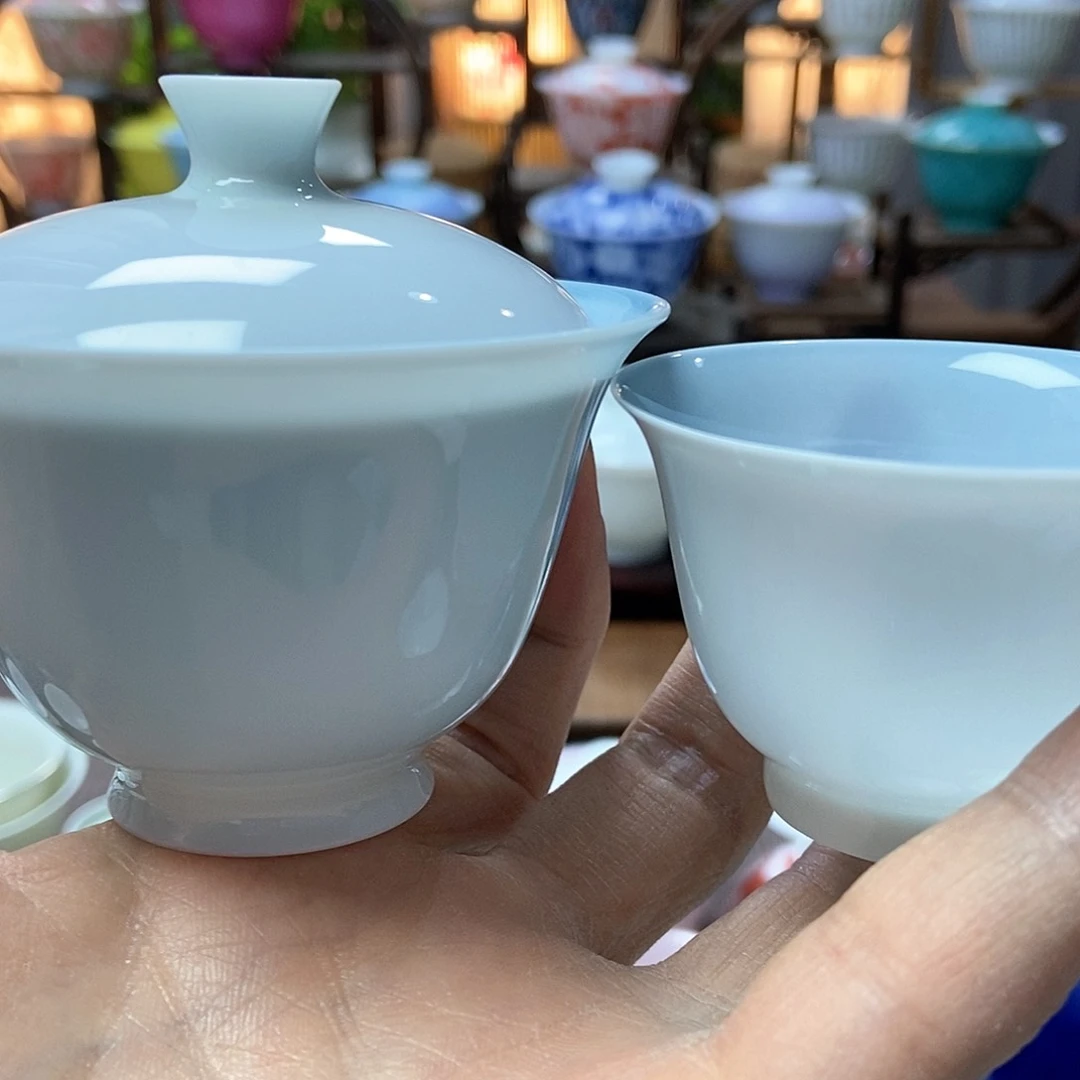 ?****✨微瑕脱胎瓷高温手工超薄胎瓷高温颜色釉蓝颜套组