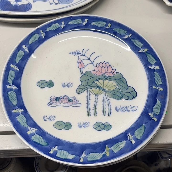 摆件粉彩手绘赏盘摆件