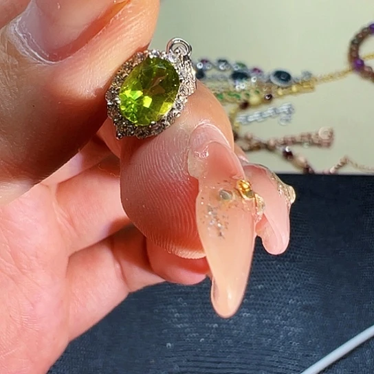 银S925镶嵌吊坠橄榄石