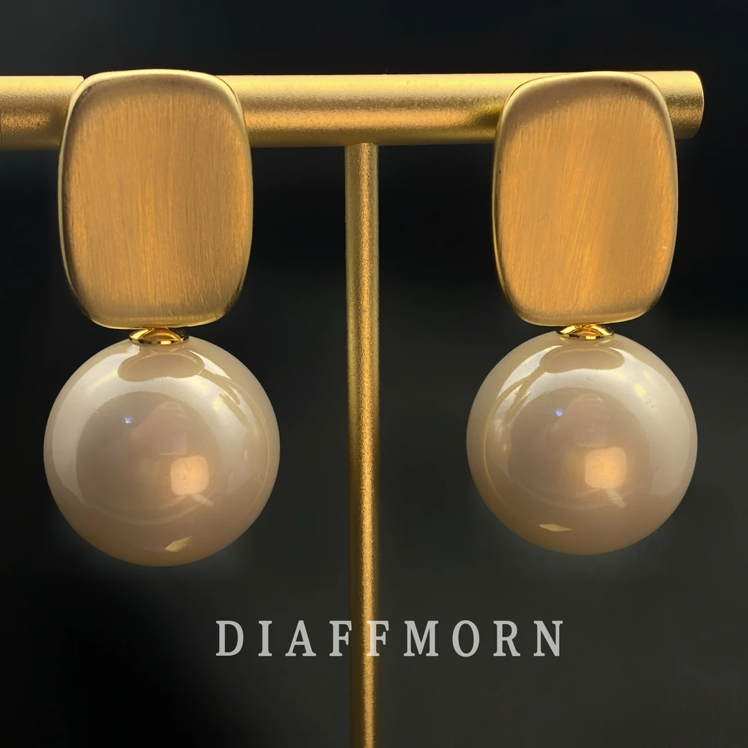 铜合金仿珍珠耳饰 Y.M“大小姐3”气质温柔百搭拉丝工艺珠珠耳环