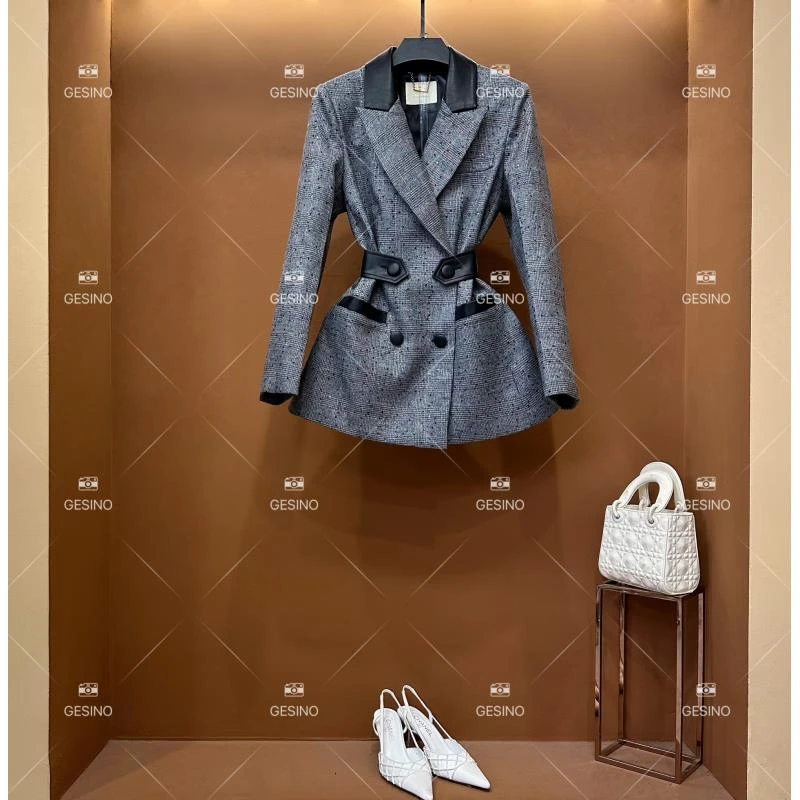 【小露】秋冬款小香风法式时尚中长款假两件气质短款女QD-2024792