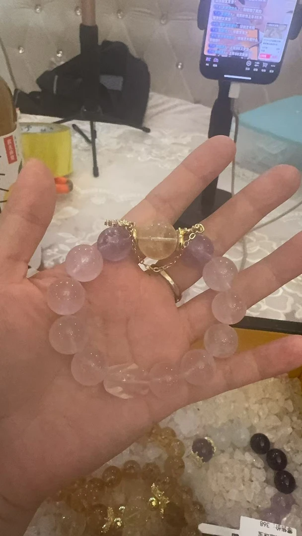 【三少人文晶典】天然黄阿赛粉水晶紫水晶设计手链SL01098