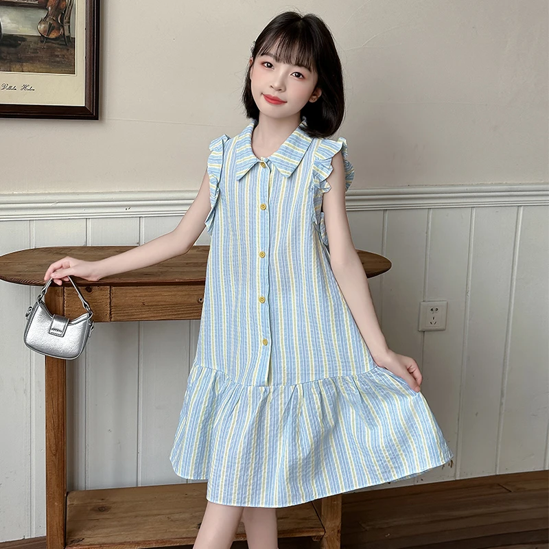 女童连衣裙夏2025新款女大童学院风裙子夏季白色公主裙洋气Polo裙