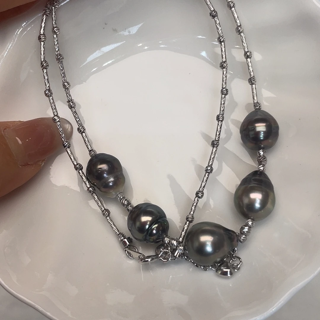 银S925镶嵌海水珍珠颈饰