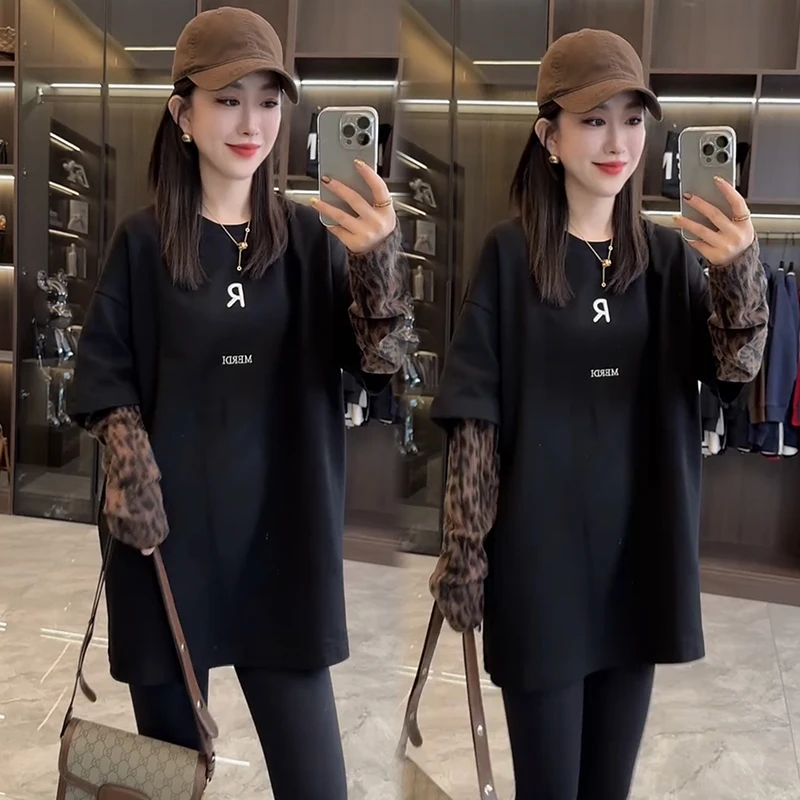 2025秋季新款时尚显瘦气质网红高档洋气女高级百搭宽松大码T桖衫