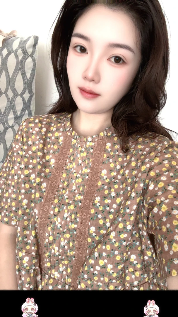 不汐暮然88023碎花新款衣长115，收腰显瘦复古森系气质连衣裙