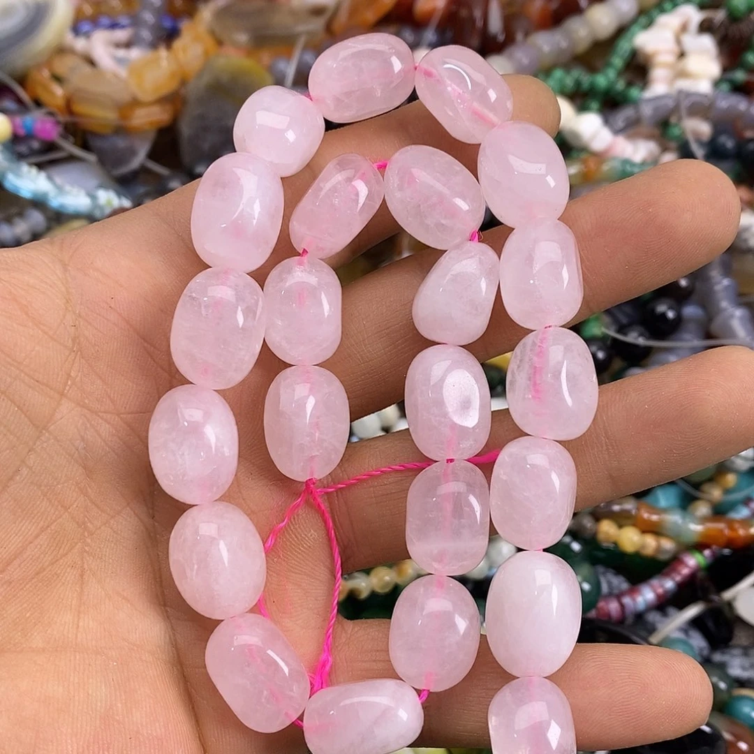 玛瑙/玉髓未镶嵌珠宝半成品粉水晶随形一条装