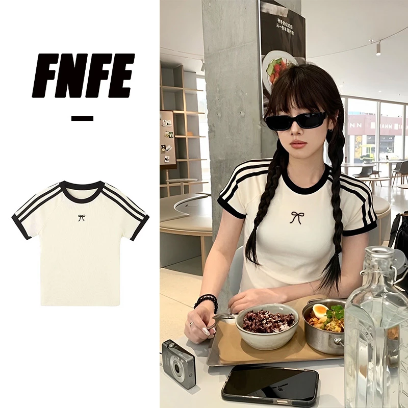 FNFE夏季百搭休闲辣妹装短袖T恤宽松韩版圆领短袖上衣修身显瘦