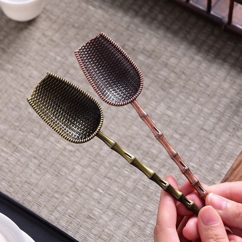 国潮主人杯合金簸箕祥云茶勺茶匙创意长柄小茶铲泡茶工具茶具配件
