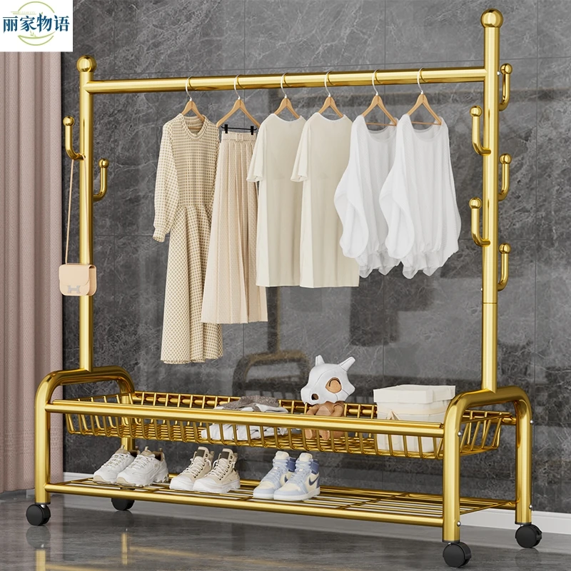 轻奢衣架落地衣架子卧室衣帽架家用可移动晾衣架简易挂衣架晒衣架