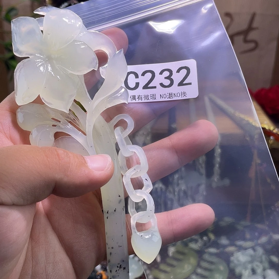 蛇纹石玉未镶嵌发饰快**福